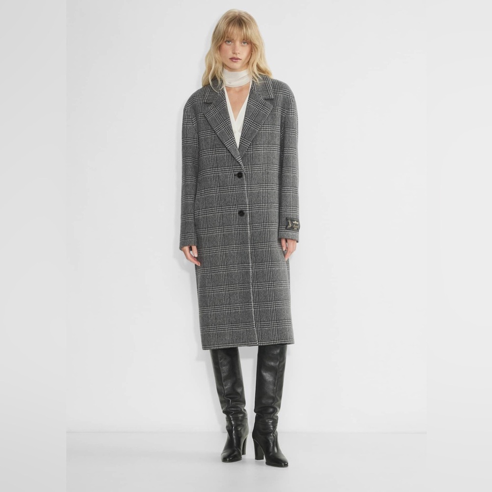 Wilfred | THE ONLY COAT | Gray Plaid Long Trench Coat